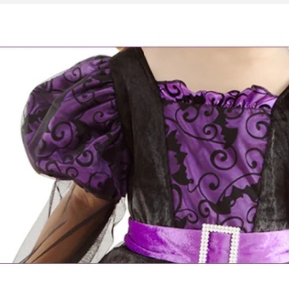 XIFEINIU Halloween Witch Costume  Dress Set Purple & Black Size 8 to 10 years - Picture 3 of 7